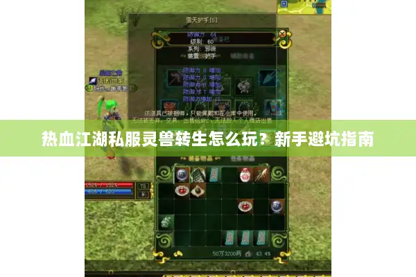 热血江湖私服灵兽转生怎么玩？新手避坑指南