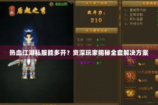 热血江湖私服能多开？资深玩家揭秘全套解决方案
