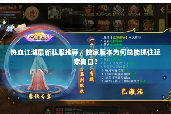 热血江湖最新私服推荐，独家版本为何总能抓住玩家胃口？